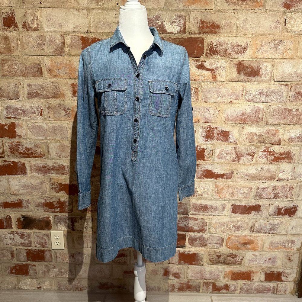 J Crew chambray long sleeve shirt dress - Size 4